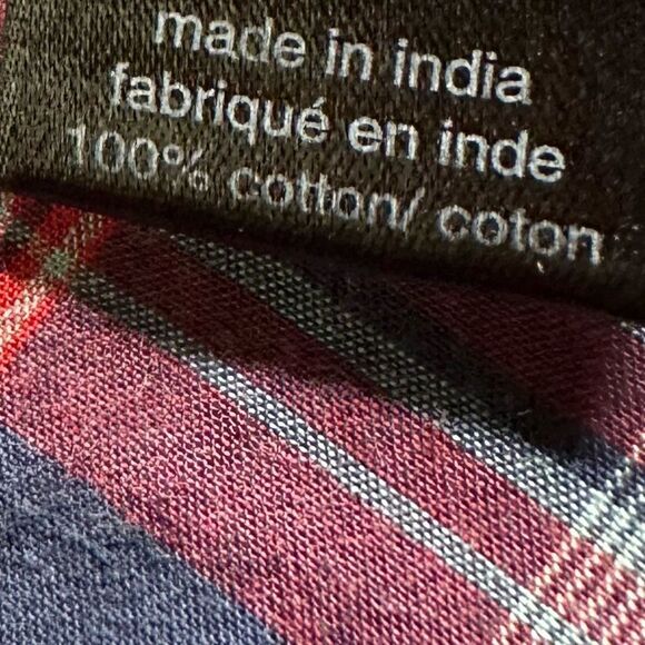 John Varvatos Small Red-Navy Plaid Long Sleeve Shirt - Picture 5 of 7